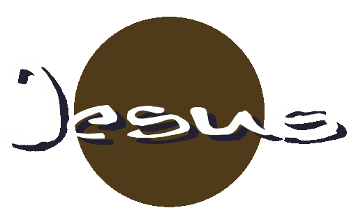 Schriftzug Jesus vor goldenem Kreis